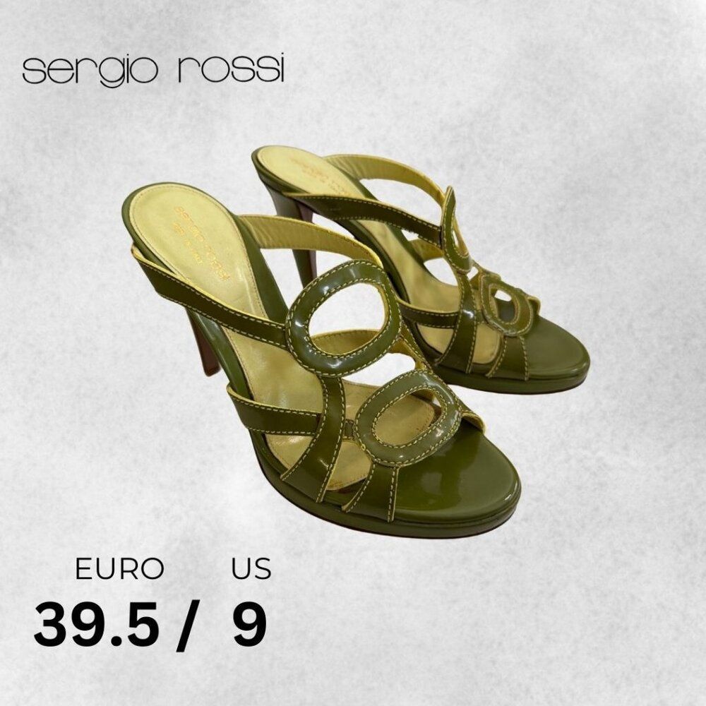 Sergio Rossi - Green Leather Strappy Heel Sandals